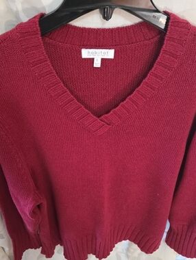 Habitat V-Neck Sweater in Berry Red